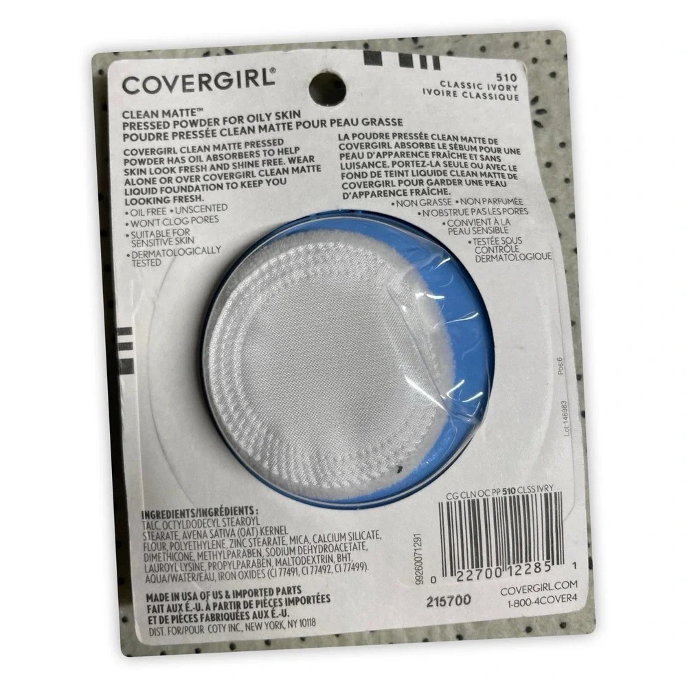 Covergirl Clean Matte Pressed Powder Oil Control, 510 Classic Ivory‎